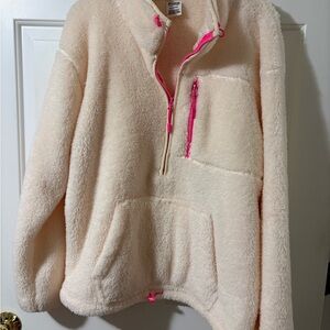 Cream and Pink Fleece Pullover Pink/Victoria Secret